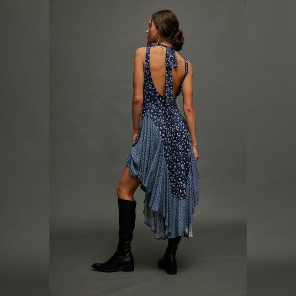 ISO Free People Ramada Midi Dress Blue Sapphire Combo Size XS - Picture 2 of 4